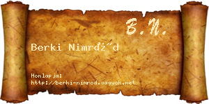 Berki Nimród névjegykártya